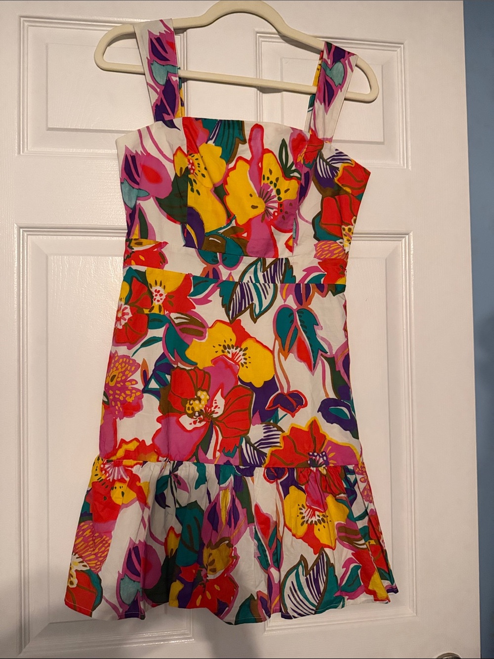 Women’s Floral Sundress in White with Multi-Color Print